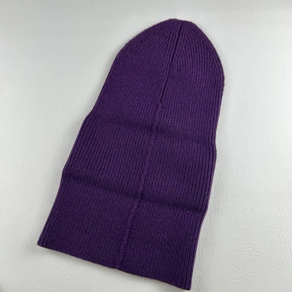 Michael Kors Purple Cuffed Beanie Women’s Wool Blend Ribbed Knit Logo Hat